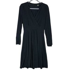 Eddie Bauer Crossover Dress Womens Small Gray Stretch Surplice Neck Pleated